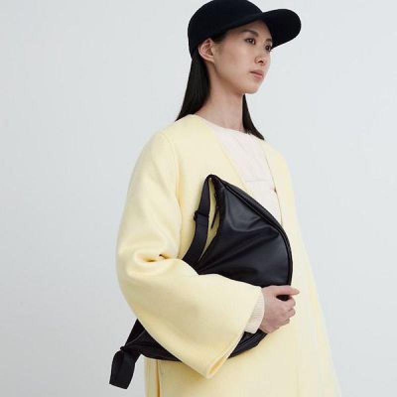 Sac Bandoulière Uniqlo Faux Leather Round Femme Noir | 9503528