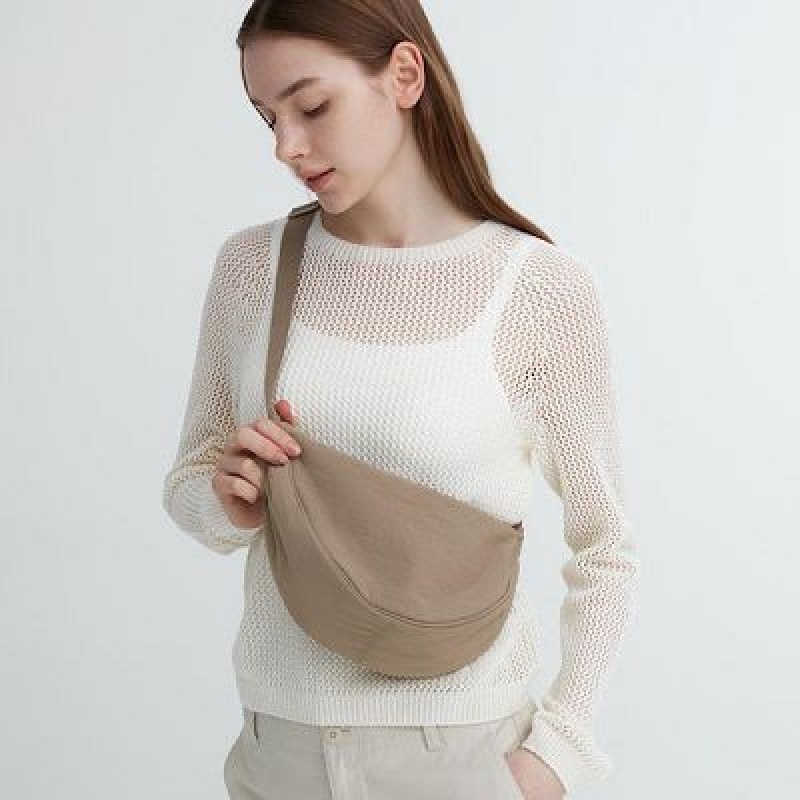 Sac Bandoulière Uniqlo Round Mini Femme Beige | 4496668