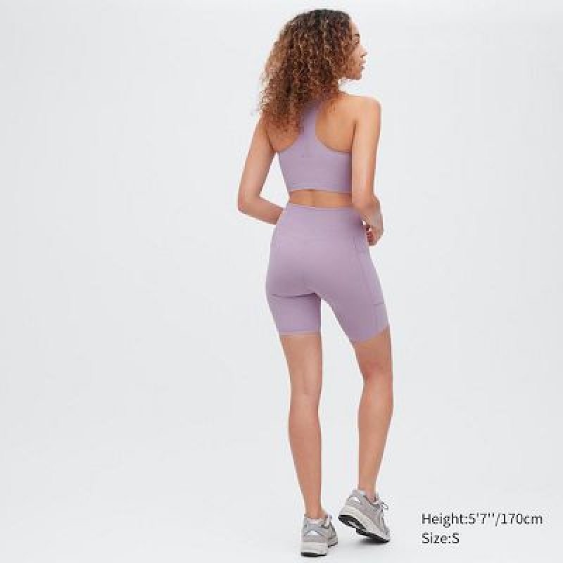 Short Uniqlo AIRism Soft Pocket Biker Femme Violette | 8184509