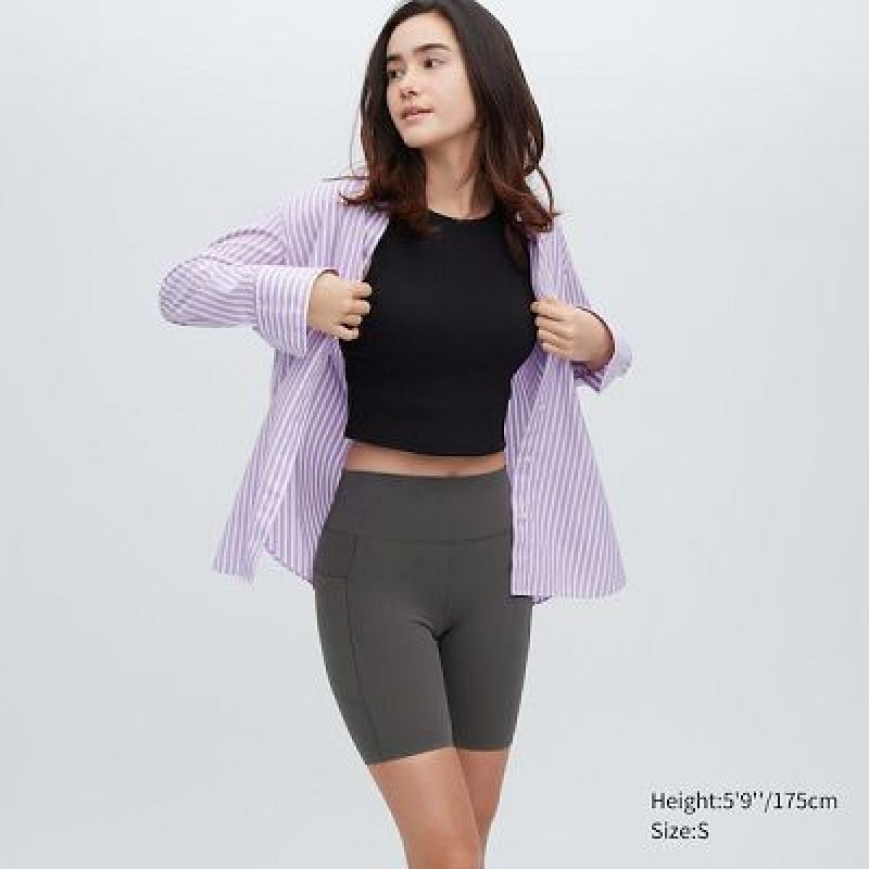 Short Uniqlo AIRism Soft Pocket Biker Femme Grise | 3449574
