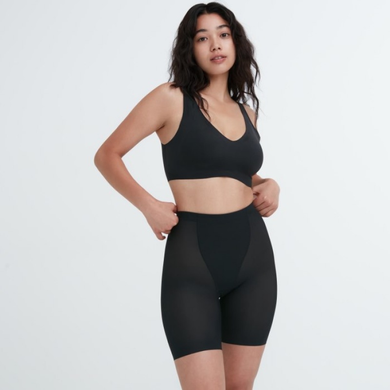 Short Uniqlo AIRism Support Body Shaper Unlined Half Femme Noir | 781786