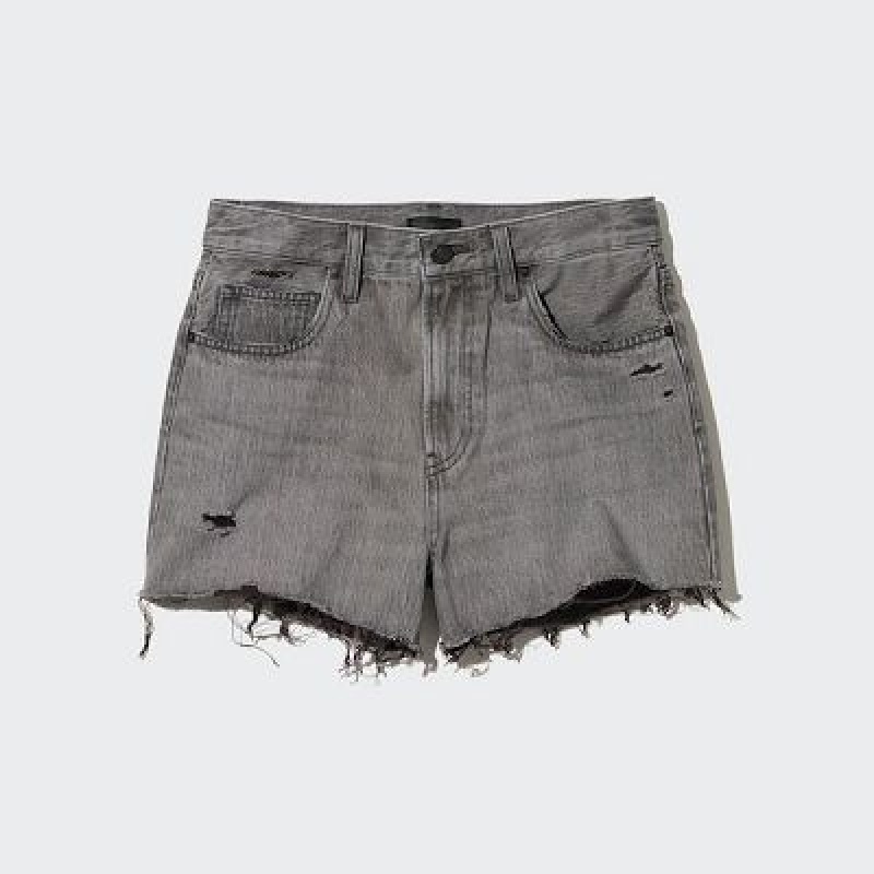 Short Uniqlo Boyfriend Denim Femme Grise | 9236735