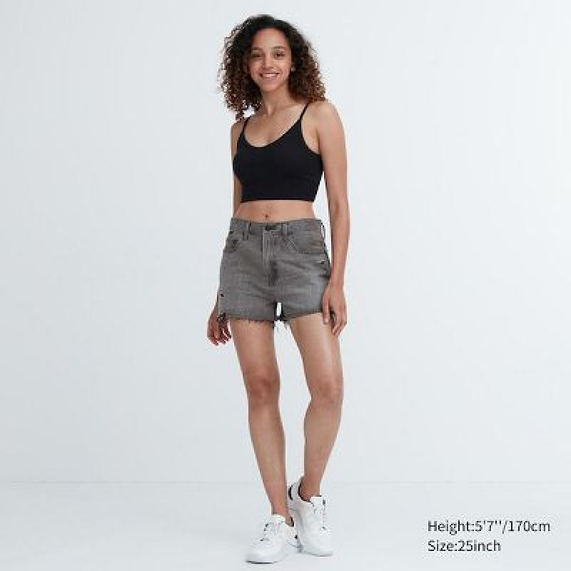 Short Uniqlo Boyfriend Denim Femme Grise | 9236735