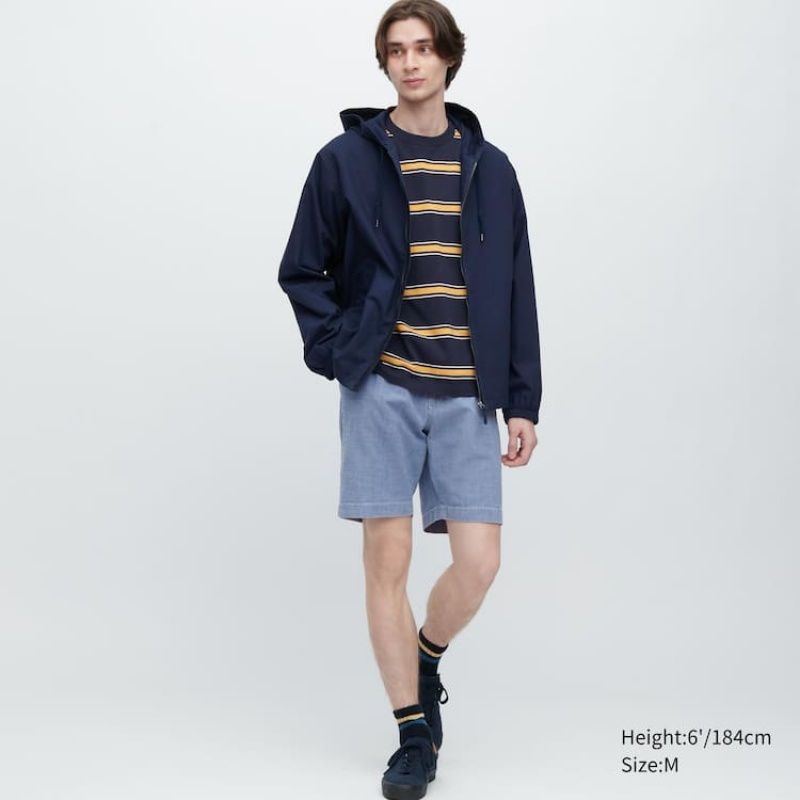 Short Uniqlo Chambray Stretch Easy Homme Bleu | 2783487