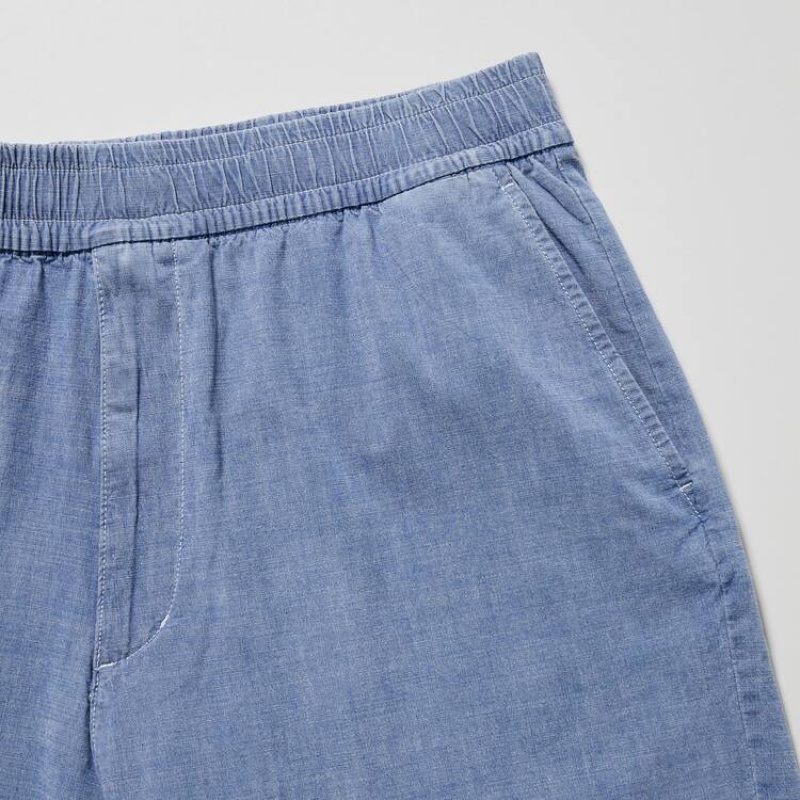 Short Uniqlo Chambray Stretch Easy Homme Bleu | 2783487