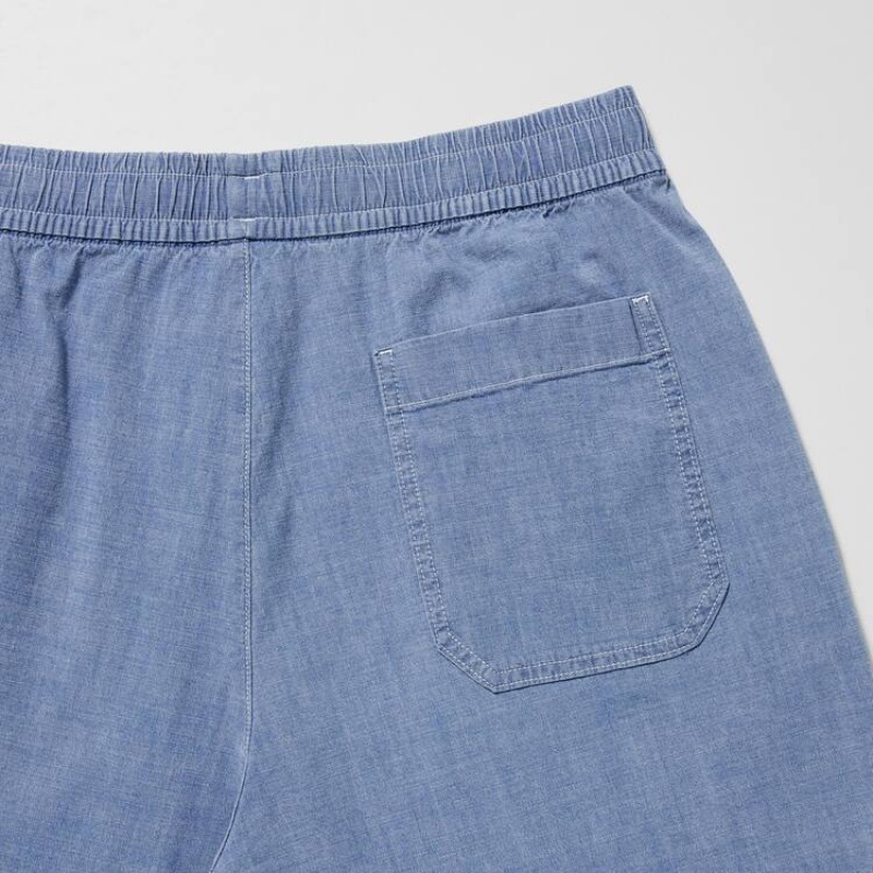 Short Uniqlo Chambray Stretch Easy Homme Bleu | 2783487
