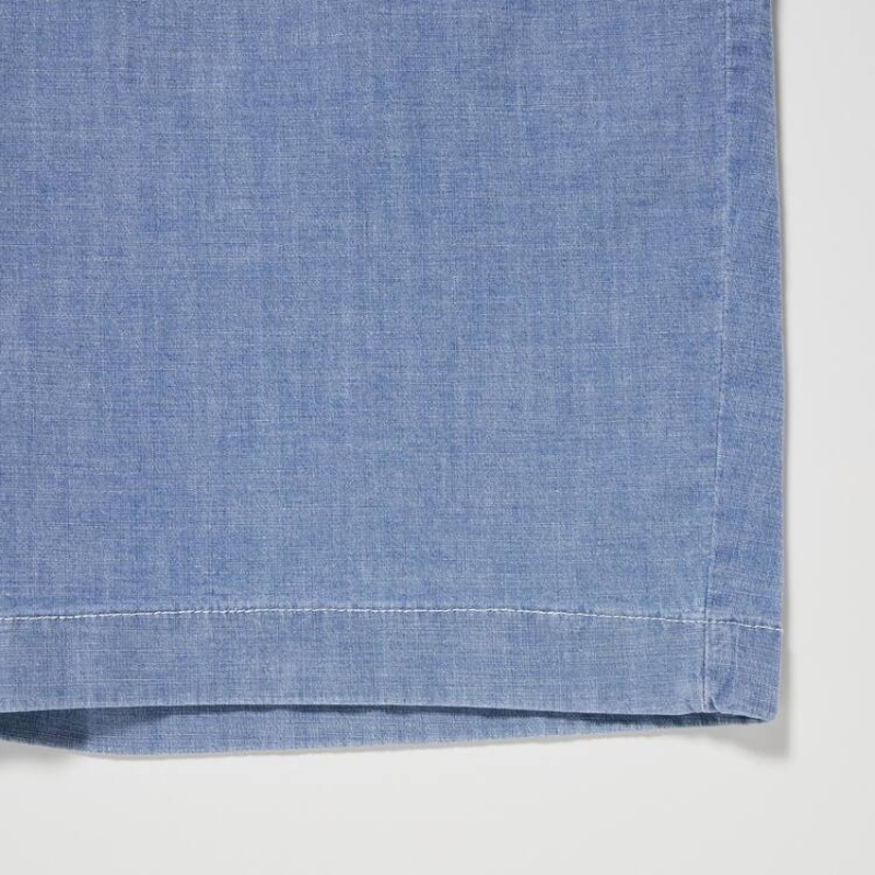 Short Uniqlo Chambray Stretch Easy Homme Bleu | 2783487