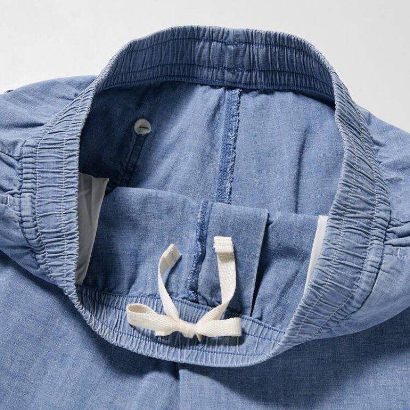 Short Uniqlo Chambray Stretch Easy Homme Bleu | 2783487