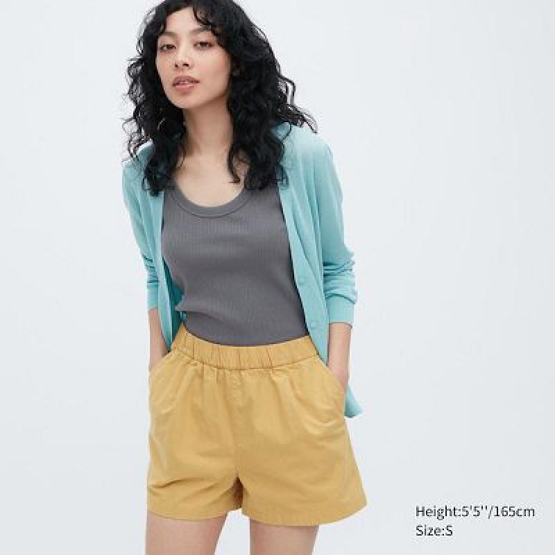 Short Uniqlo Cotton Easy Femme Jaune | 7401448