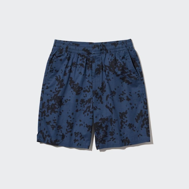 Short Uniqlo Dry Stretch Leaf Print Easy Homme Bleu Marine | 9835471