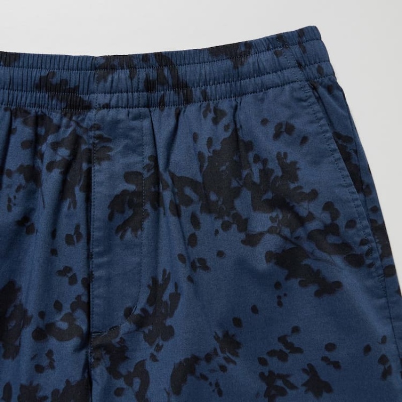 Short Uniqlo Dry Stretch Leaf Print Easy Homme Bleu Marine | 9835471