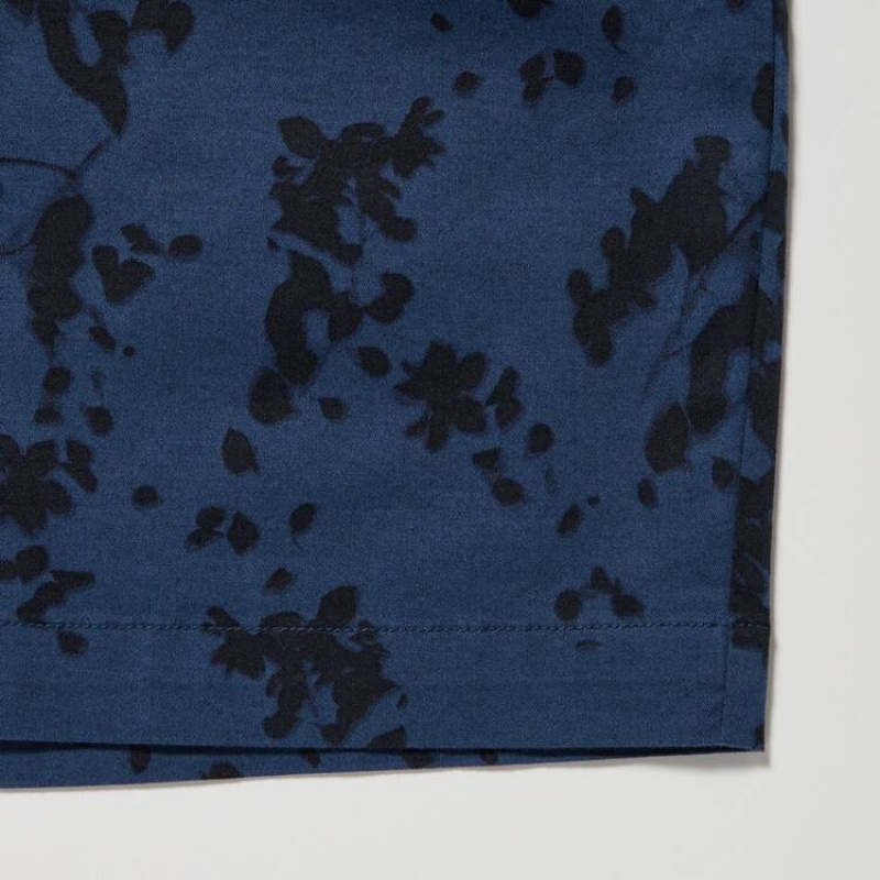 Short Uniqlo Dry Stretch Leaf Print Easy Homme Bleu Marine | 9835471