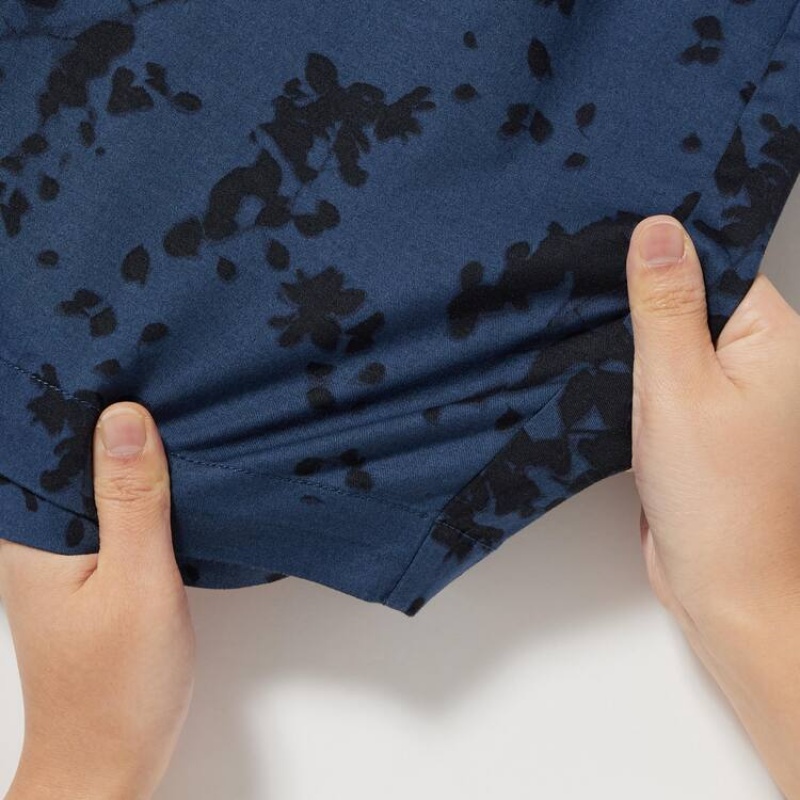Short Uniqlo Dry Stretch Leaf Print Easy Homme Bleu Marine | 9835471