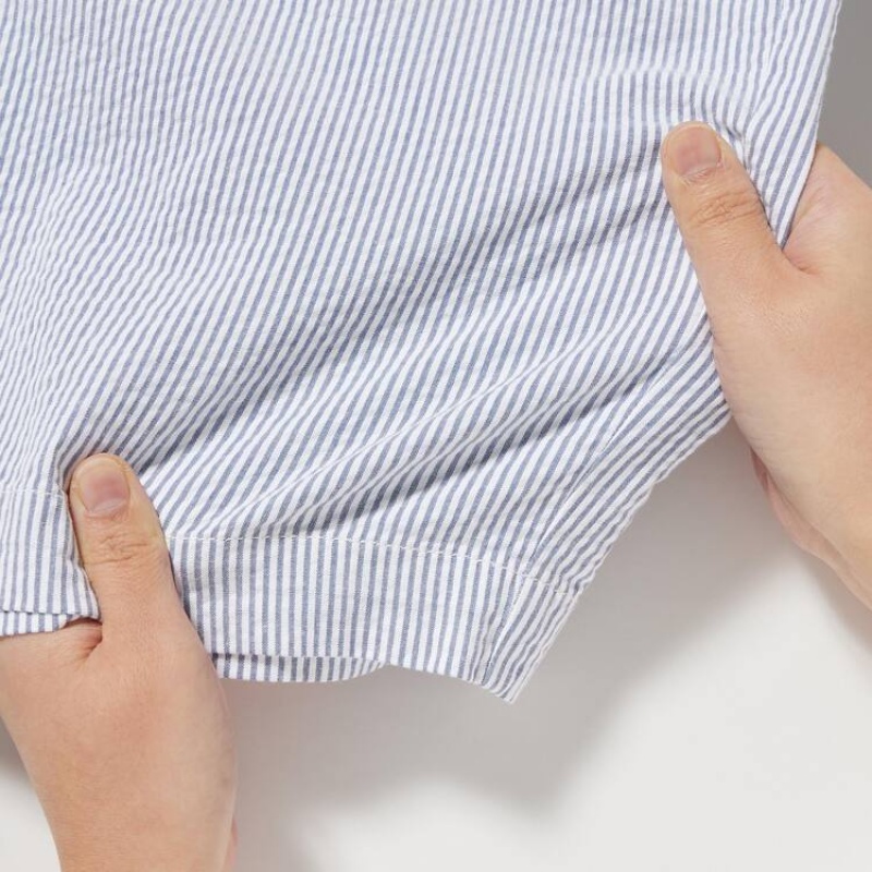 Short Uniqlo Dry Stretch Seersucker Easy Homme Bleu | 8297848