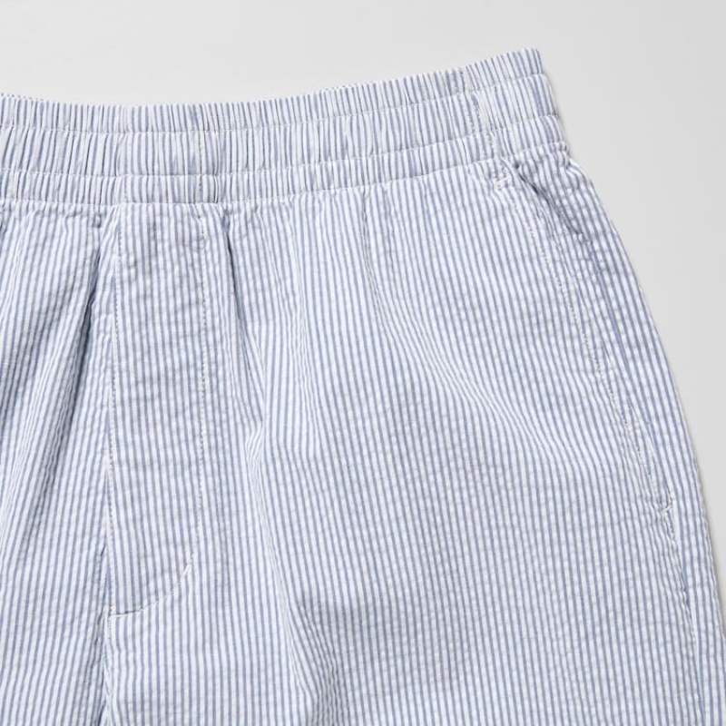 Short Uniqlo Dry Stretch Seersucker Easy Homme Bleu | 8297848