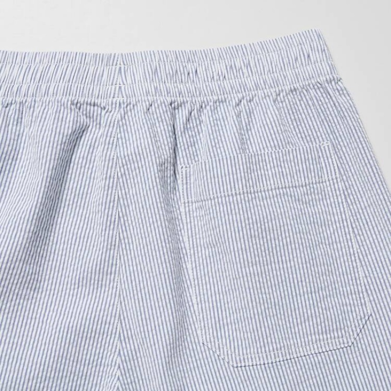 Short Uniqlo Dry Stretch Seersucker Easy Homme Bleu | 8297848
