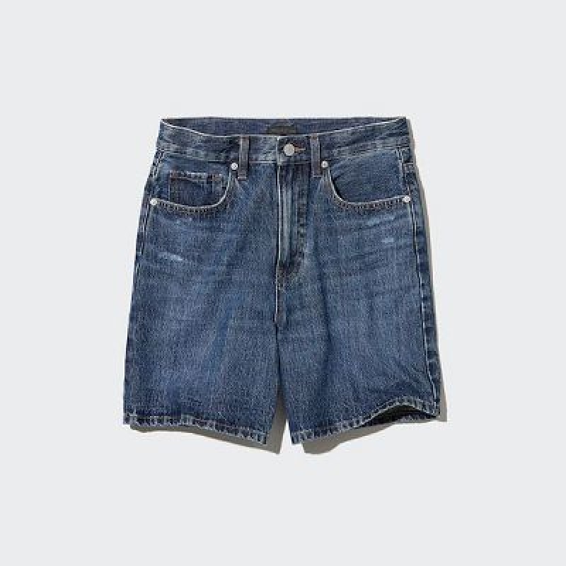Short Uniqlo High-Rise Denim Femme Bleu | 9550851