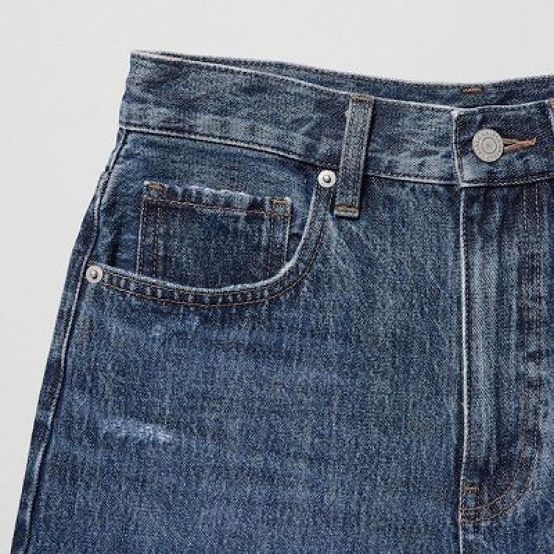 Short Uniqlo High-Rise Denim Femme Bleu | 9550851