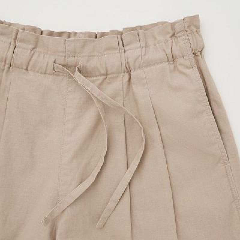 Short Uniqlo Linen-Cotton Femme Beige | 2978725