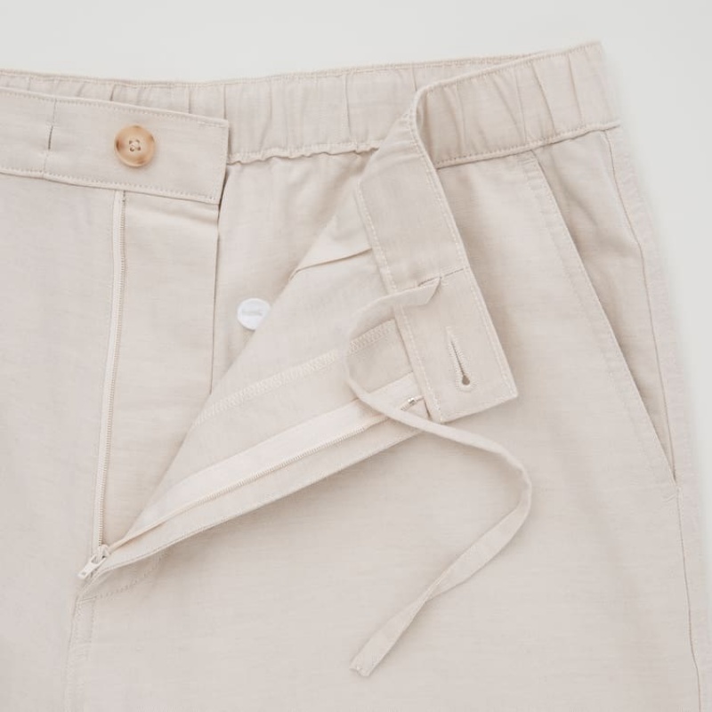 Short Uniqlo Linen Blend Homme Beige | 1973843