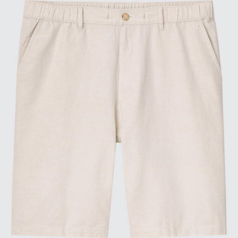 Short Uniqlo Linen Blend Homme Beige | 1973843