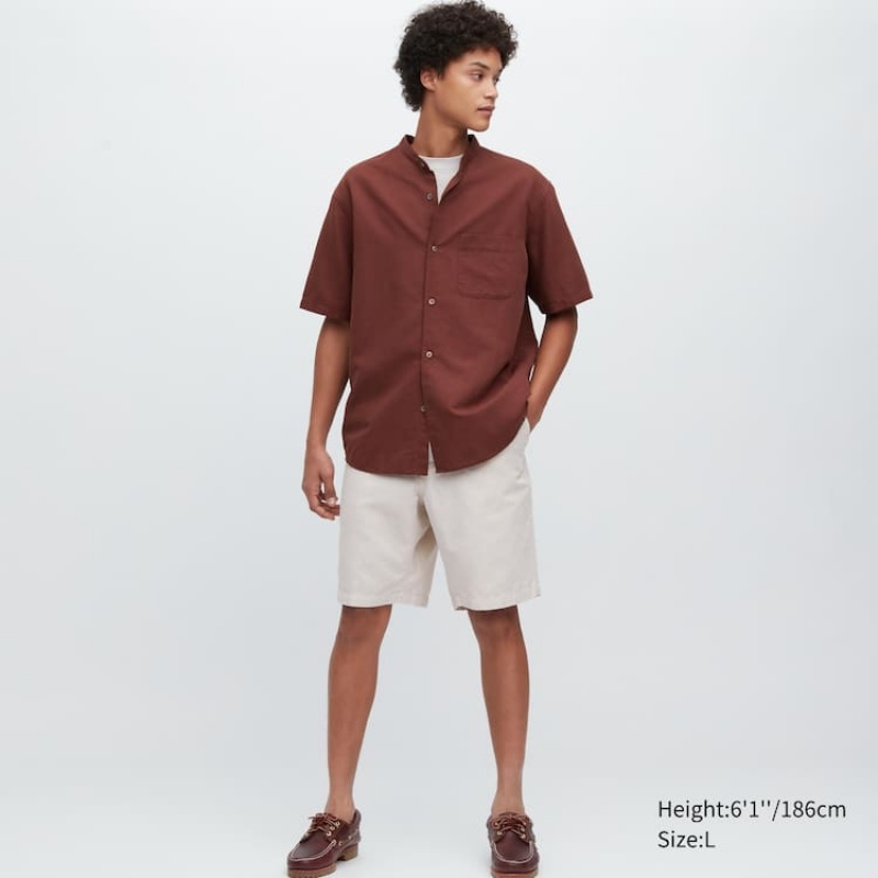 Short Uniqlo Linen Blend Homme Beige | 2263538