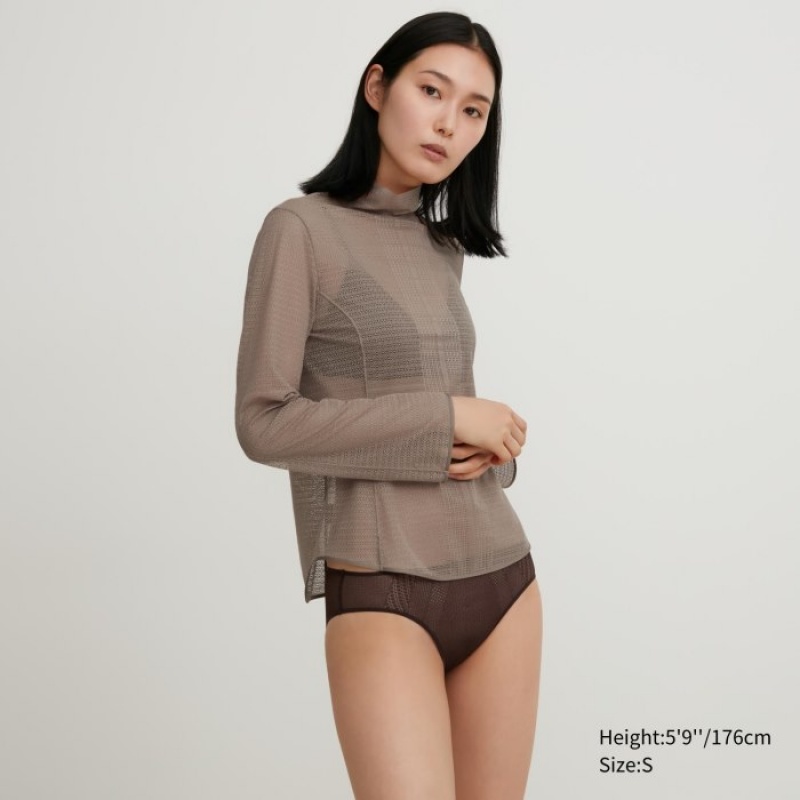 Short Uniqlo Mesh Regular Femme Marron | 4570503
