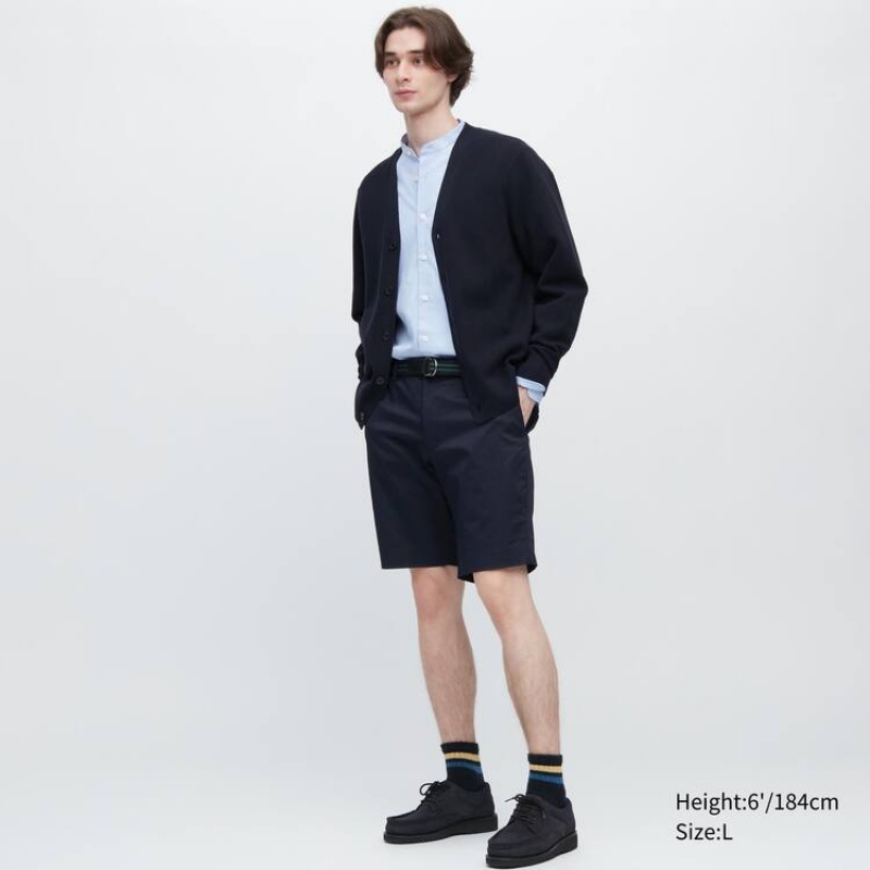 Short Uniqlo Stretch Slim Fit Homme Bleu Marine | 8410560