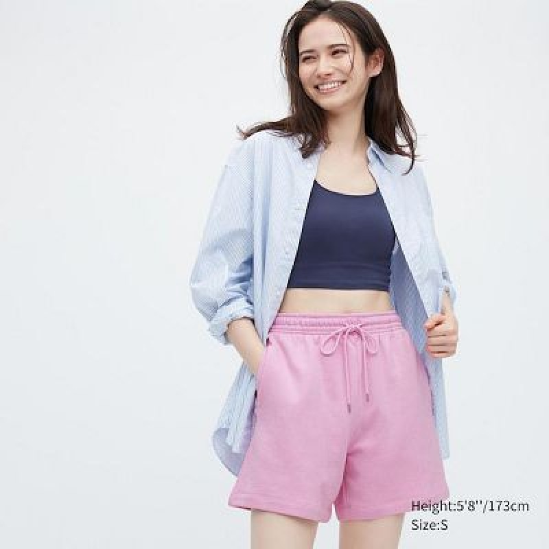 Short Uniqlo Sweat Femme Rose | 9632669