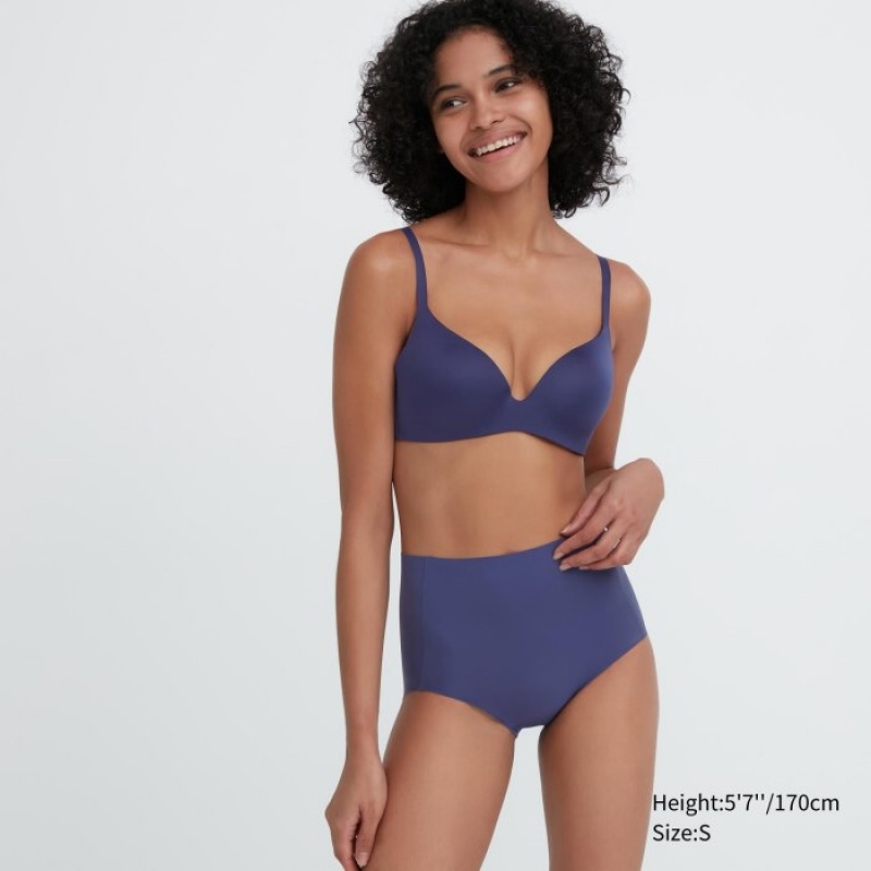 Slips Uniqlo AIRism Ultra Seamless High-Rise Femme Bleu | 4928281