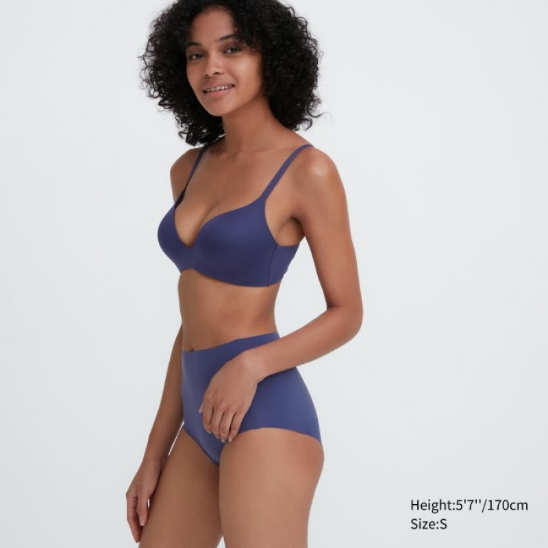 Slips Uniqlo AIRism Ultra Seamless High-Rise Femme Bleu | 4928281