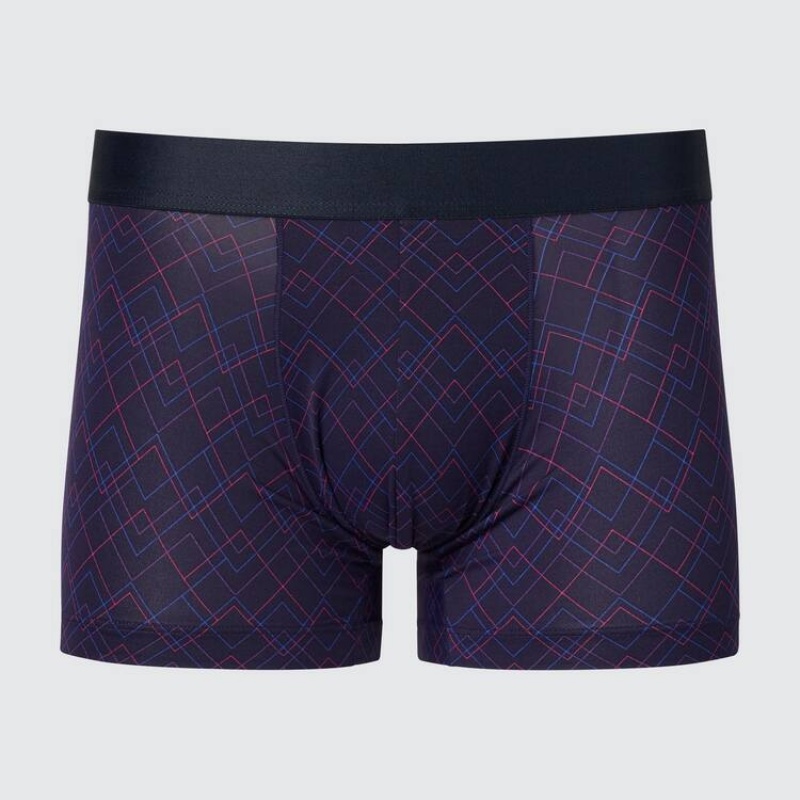 Sous Vêtement Uniqlo Airism Low Rise Printed Boxers Homme Bleu Marine | 7616302