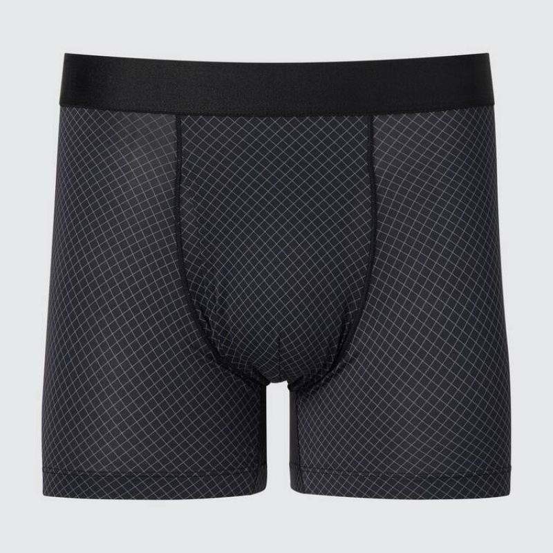 Sous Vêtement Uniqlo Airism Printed Boxers Homme Noir | 7232652
