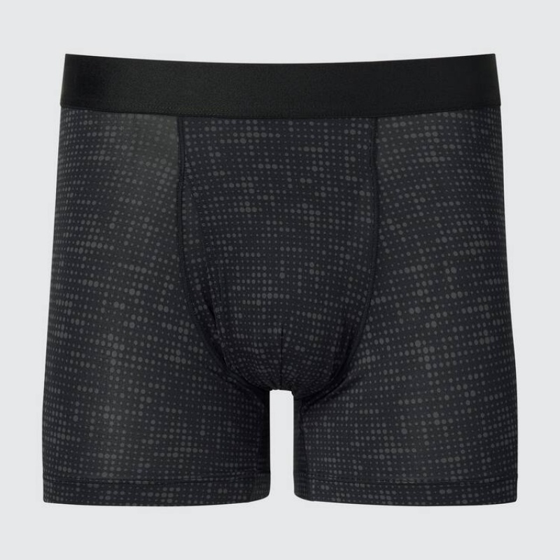 Sous Vêtement Uniqlo Airism Printed Boxers Homme Noir | 3532330