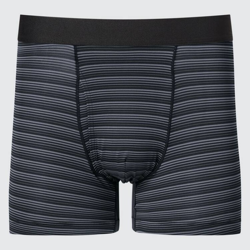 Sous Vêtement Uniqlo Airism Striped Boxers Homme Noir | 3801476