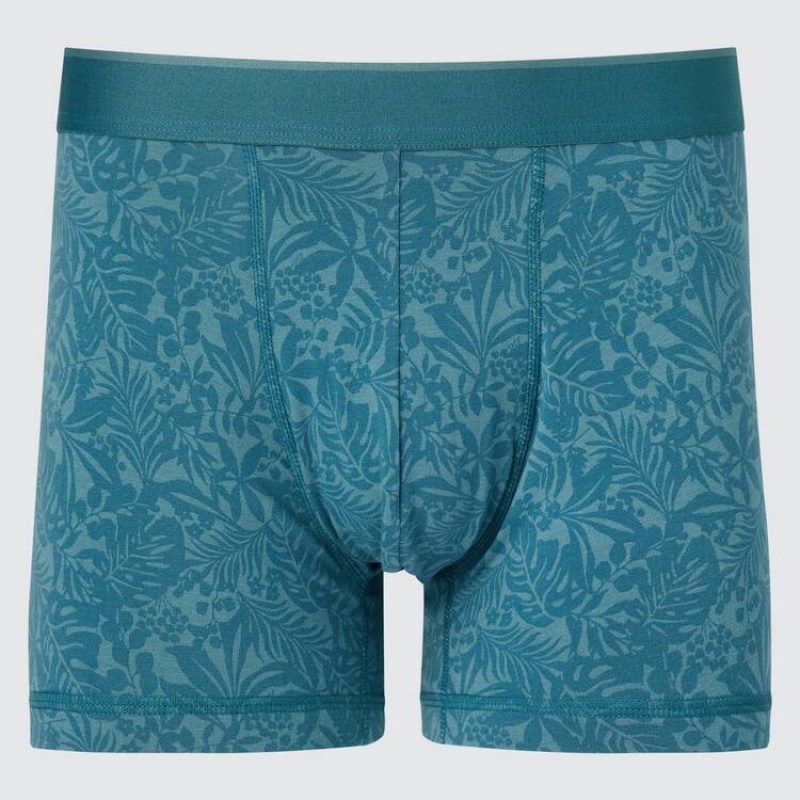 Sous Vêtement Uniqlo Cotton Low Rise Printed Boxer Homme Turquoise | 6342990