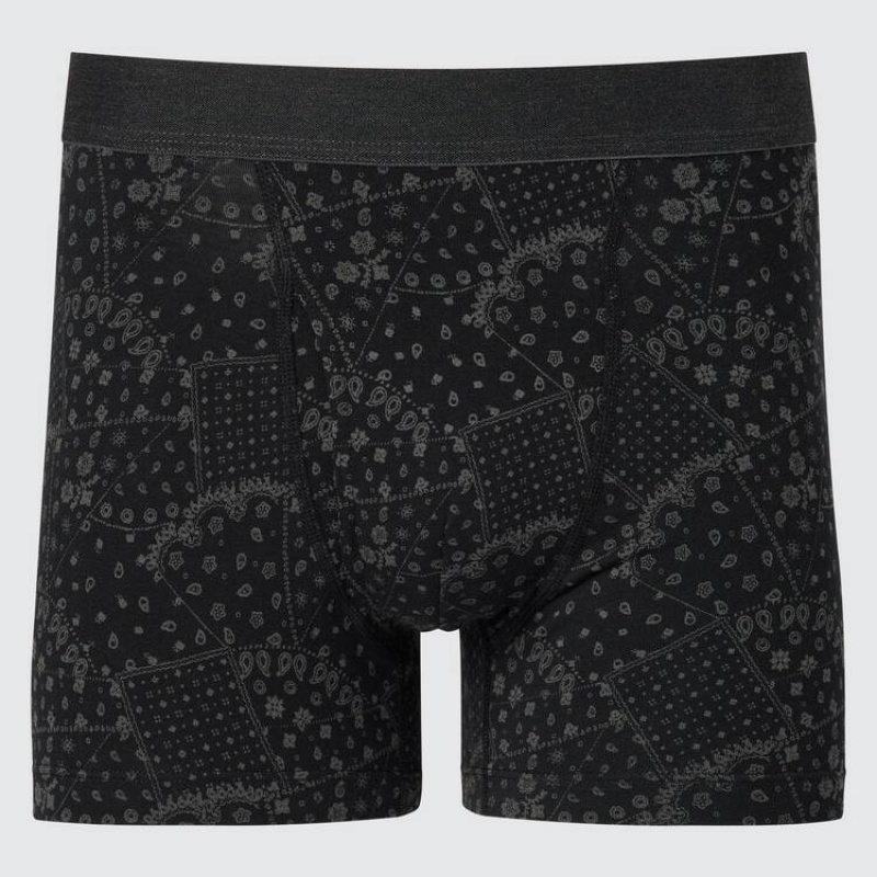 Sous Vêtement Uniqlo Cotton Patchwork Boxer Homme Noir | 1041525