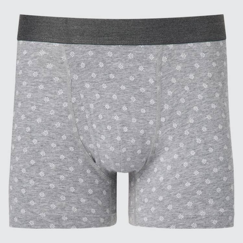Sous Vêtement Uniqlo Cotton Printed Boxer Homme Grise | 909683
