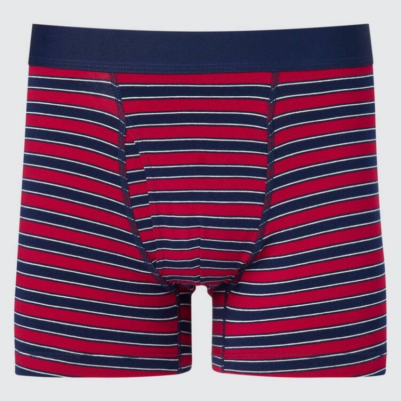 Sous Vêtement Uniqlo Cotton Striped Boxer Homme Rouge | 6689504