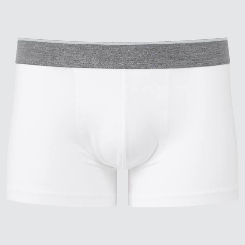 Sous Vêtement Uniqlo Supima Cotton Low Rise Boxer Homme Blanche | 1656077
