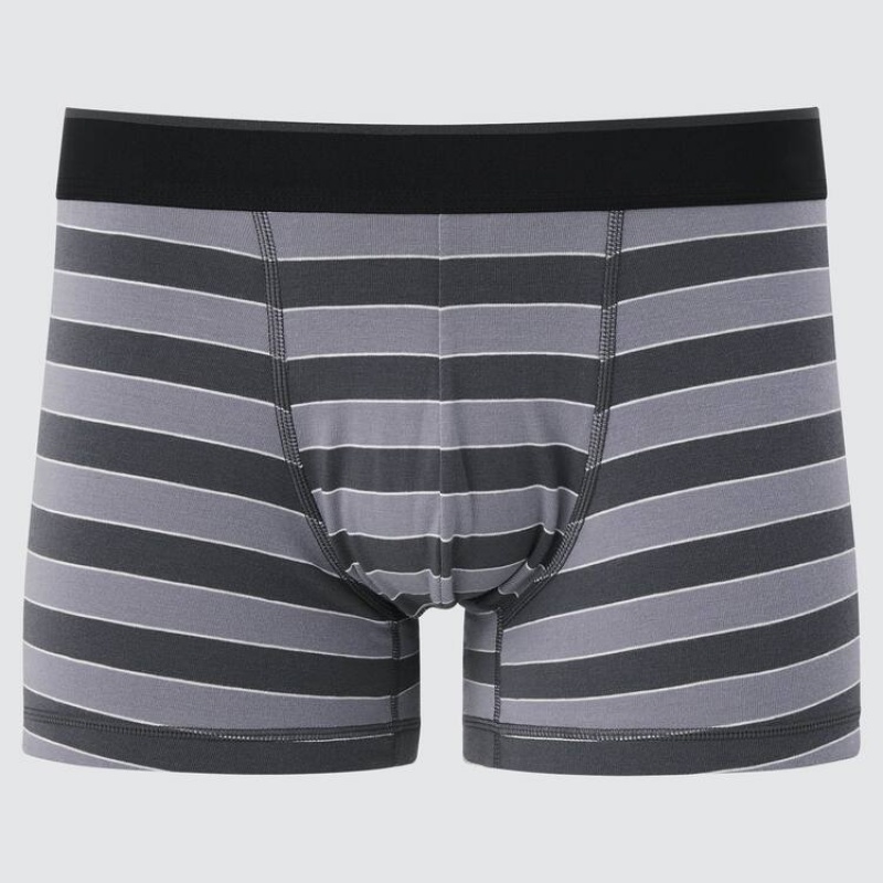 Sous Vêtement Uniqlo Supima Cotton Low Rise Striped Boxer Homme Grise | 4911859