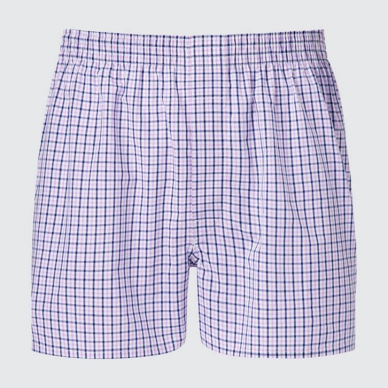 Sous Vêtement Uniqlo Woven Checked Boxer Homme Violette | 795249