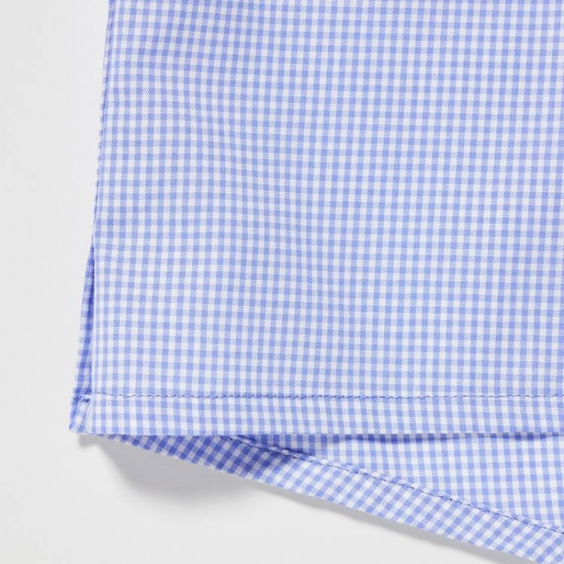 Sous Vêtement Uniqlo Woven Checked Boxer Homme Bleu | 6433502