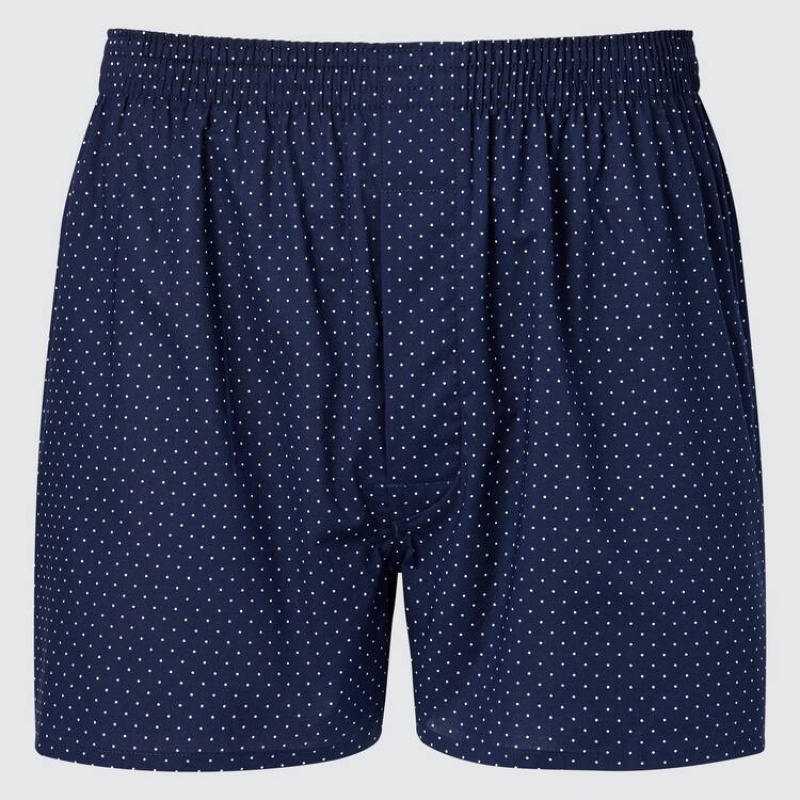 Sous Vêtement Uniqlo Woven Dotted Boxer Homme Bleu Marine | 9914771