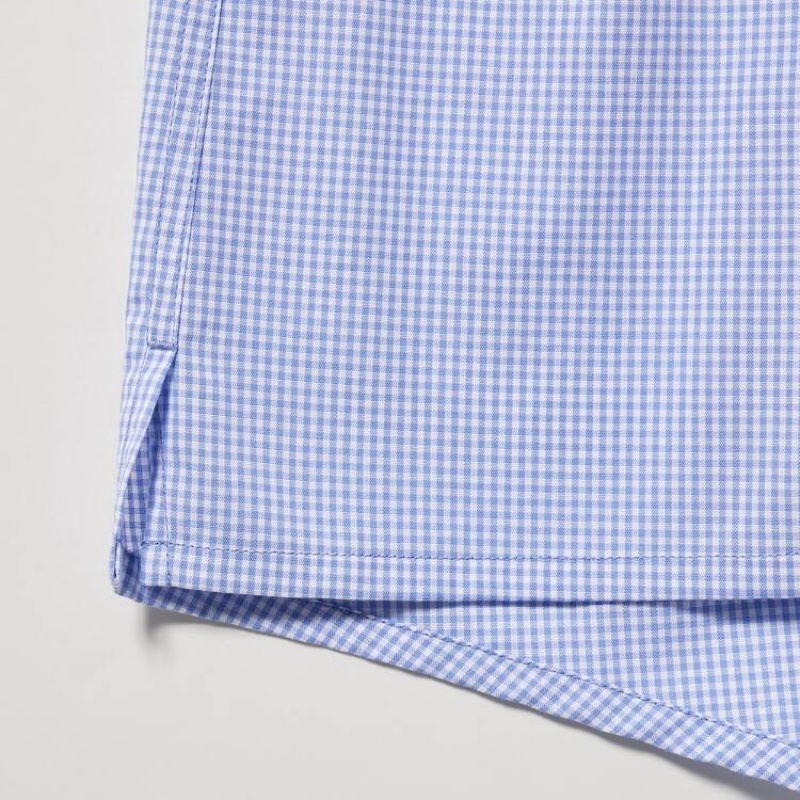 Sous Vêtement Uniqlo Woven Gingham Checked Boxer Homme Bleu | 3546442