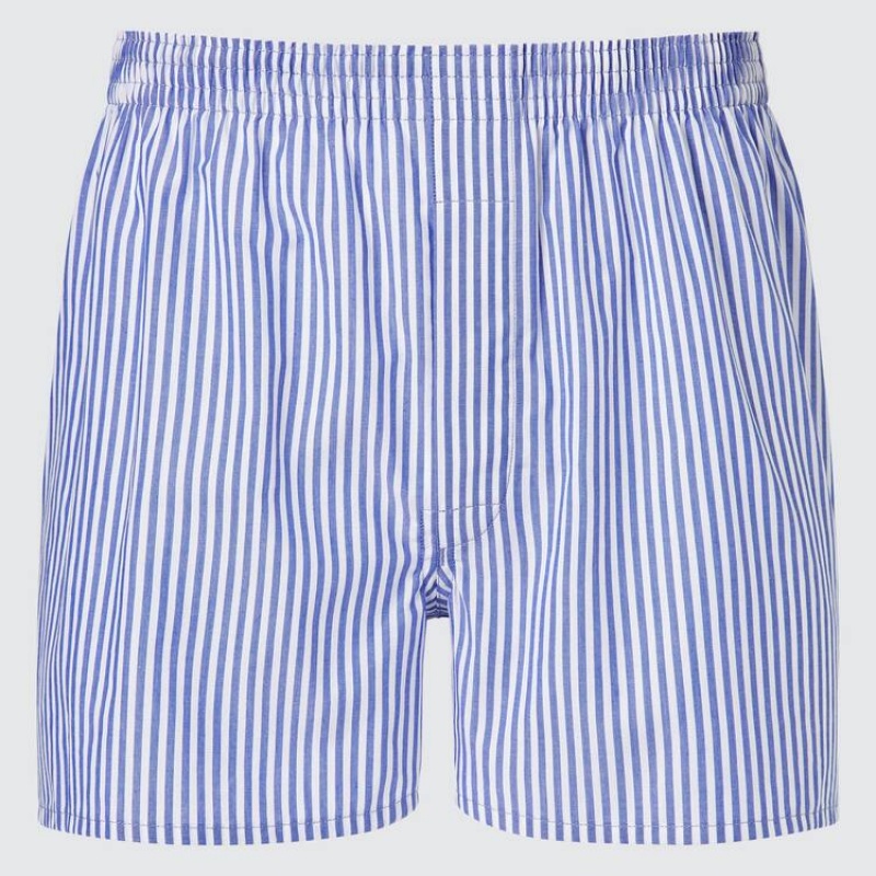 Sous Vêtement Uniqlo Woven London Striped Boxer Homme Bleu | 7367561