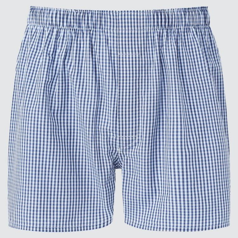 Sous Vêtement Uniqlo Woven Multicoloured Checked Boxer Homme Bleu | 6351926