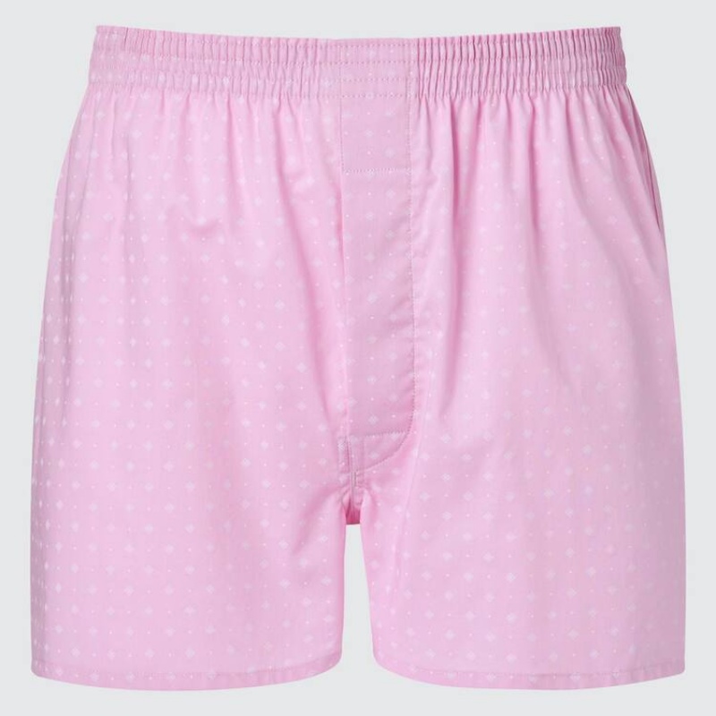 Sous Vêtement Uniqlo Woven Patterned Boxer Homme Rose | 94999