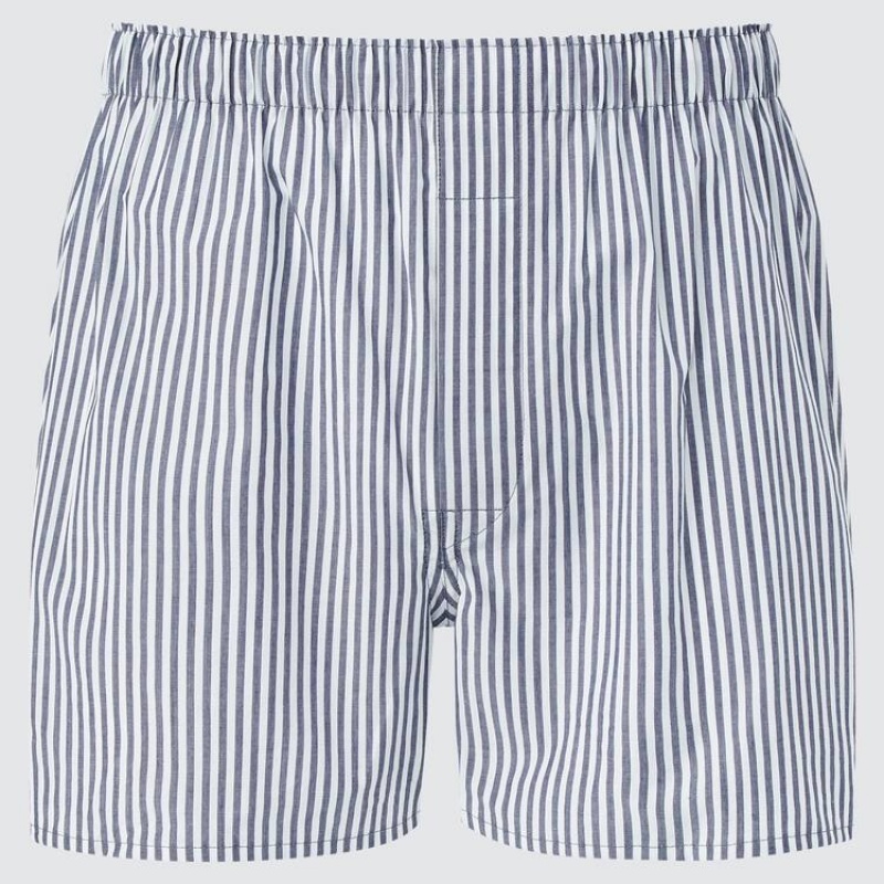 Sous Vêtement Uniqlo Woven Striped Boxer Homme Bleu | 9917917