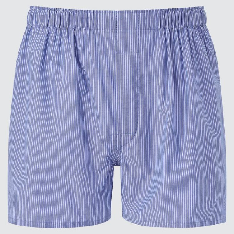 Sous Vêtement Uniqlo Woven Striped Boxer Homme Bleu | 8265528